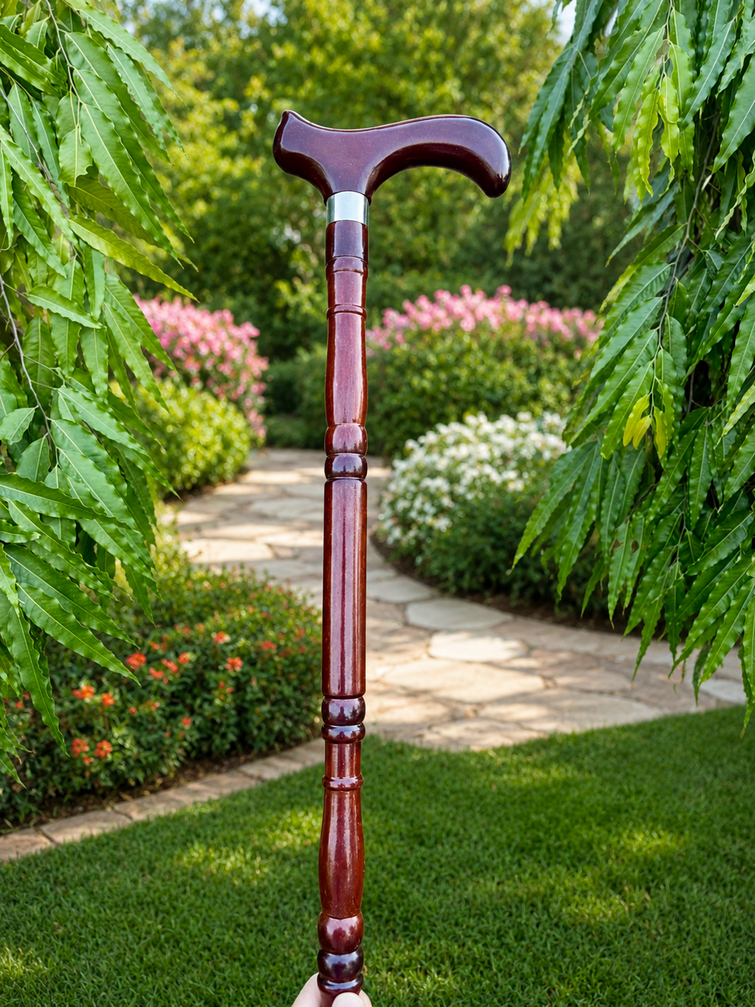 Premium China Wood Walking Stick – Lightweight & Durable Support Cane (ARTICLE 010 DARK BROWN))