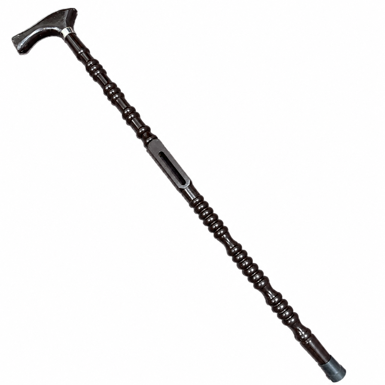 Premium Two-Piece Beaded Wooden Walking Stick – Lightweight & Durable (ARTICLE 001 DARK BROWN)