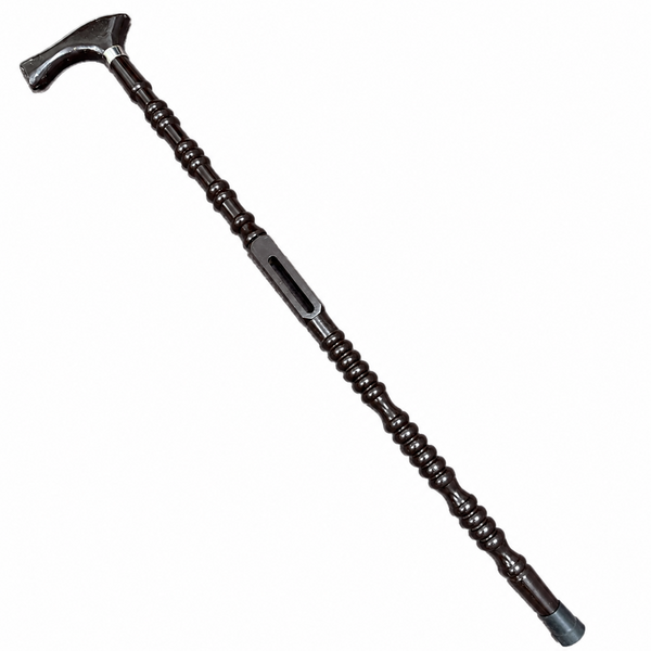 Premium Two-Piece Beaded Wooden Walking Stick – Lightweight & Durable (ARTICLE 001 DARK BROWN)