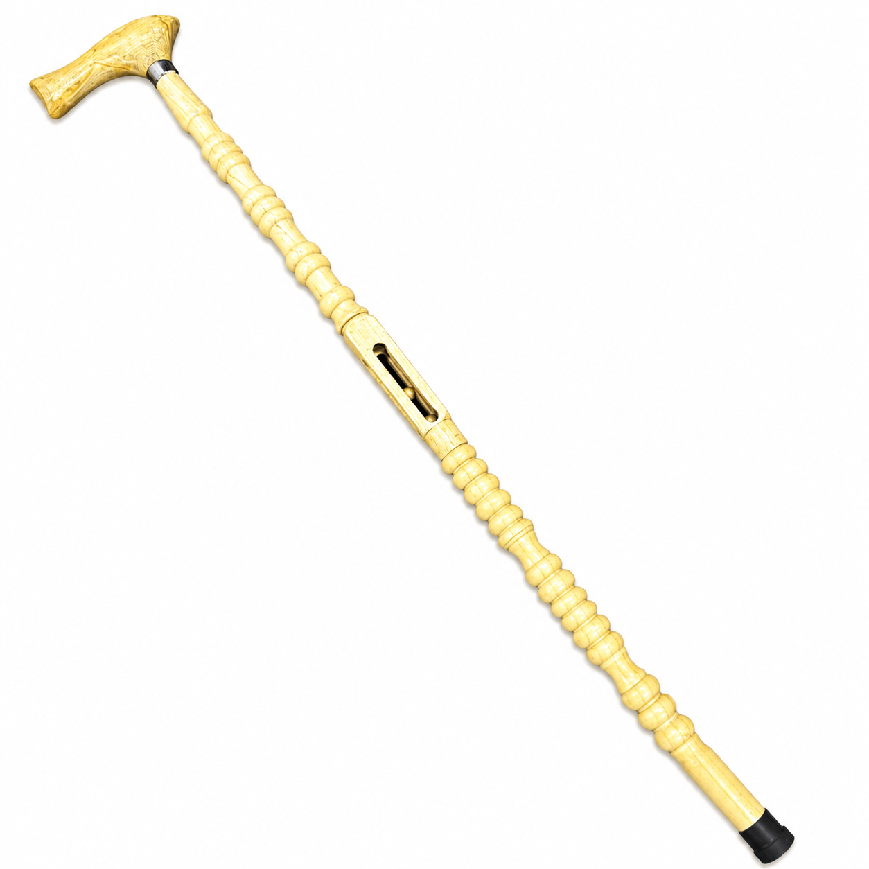 Premium Two-Piece Beaded Wooden Walking Stick – Lightweight & Durable (ARTICLE 001 OFF WHITE)