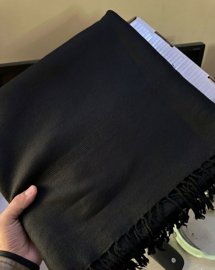 64 wool plain black Shawl