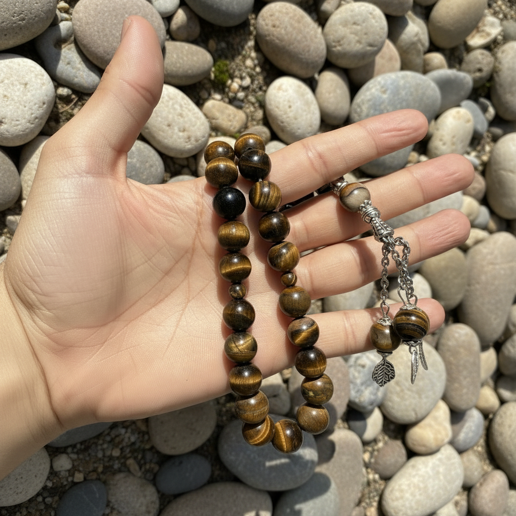 Tiger Eye Aqeeq Stone Tasbeeh